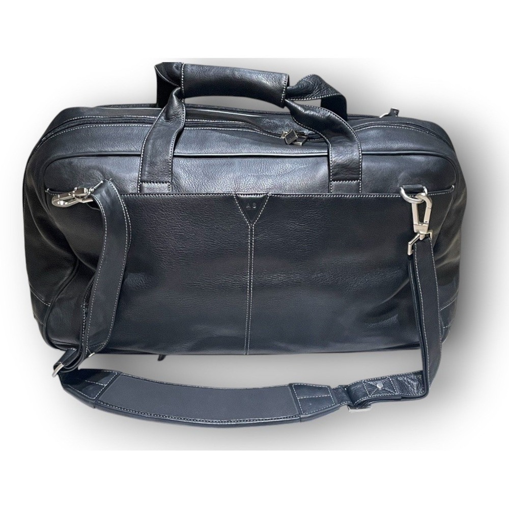 Johnston & Murphy Leather Black Large Weekender‎ Travel Duffle Bag 22"x10x9